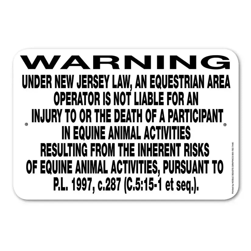 Equine Liability Signs N - O The Epic Animal