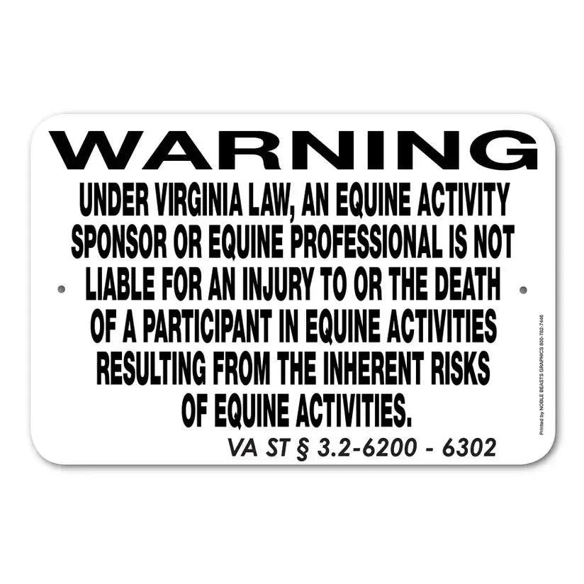Equine Liability Signs U - W The Epic Animal