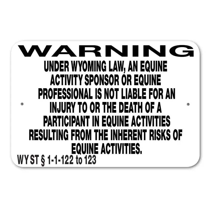 Equine Liability Signs U - W The Epic Animal