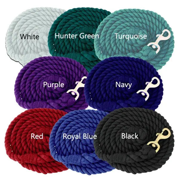 Cotton Lead Rope 3/4" x 10', Brass Plated Bolt Snap The Epic Animal