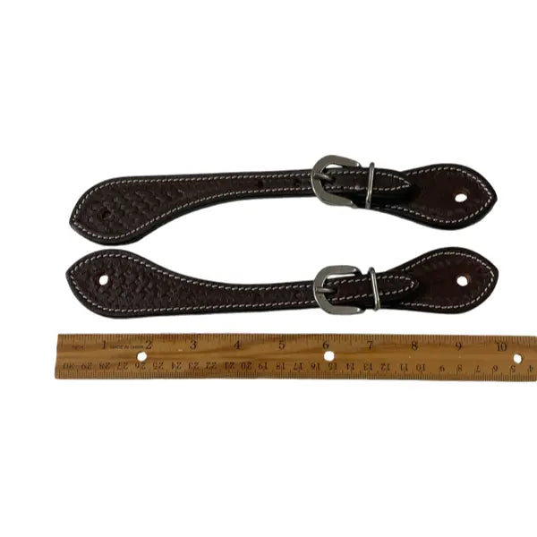 Spur Leather Straps with hand tooling Basket design #29168 The Epic Animal