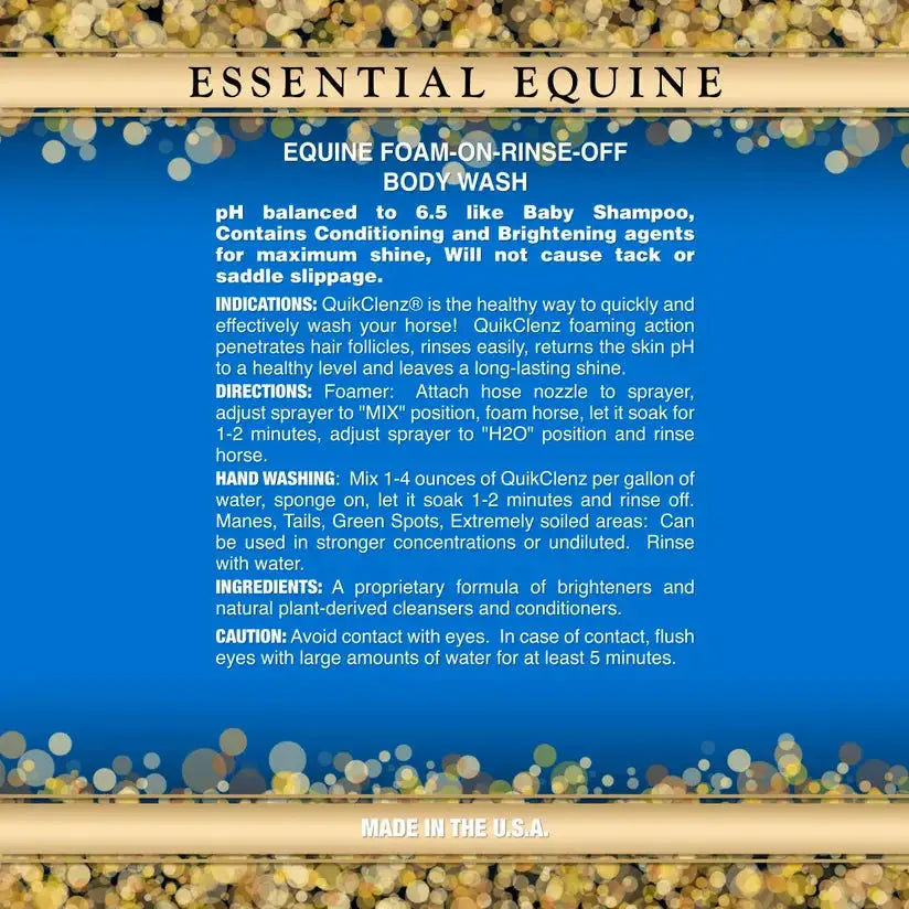 Essential Equine QUIKCLENZ Foam-On Rinse-Off Wash The Epic Animal