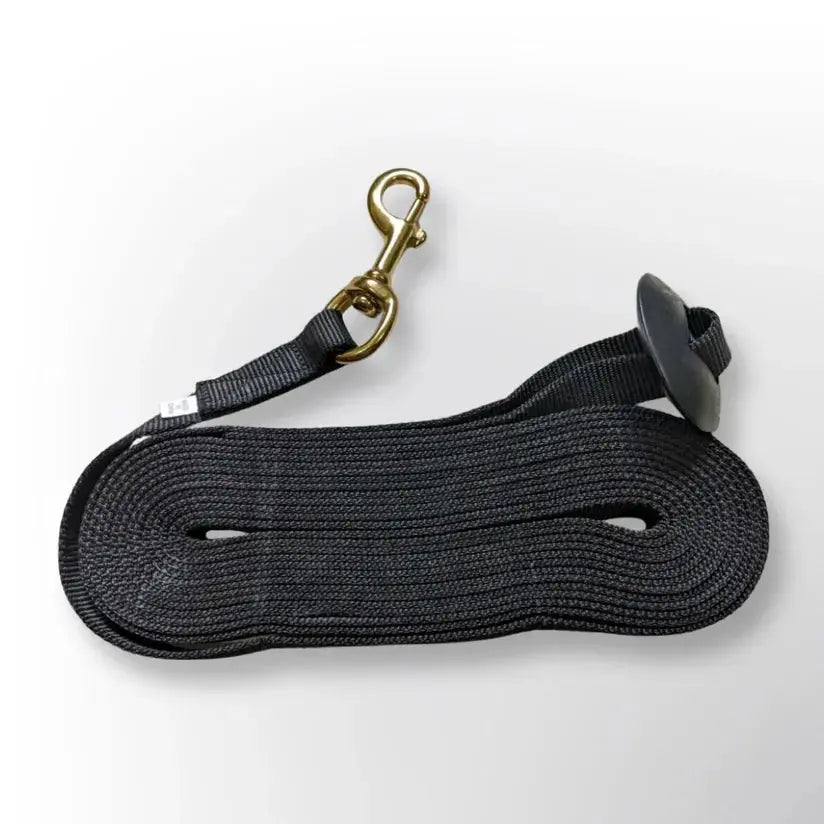 Lunge Line Cotton Webbing, Rubber Stopper, Brass Plated Bolt Snap, 27' ft.#45433 The Epic Animal