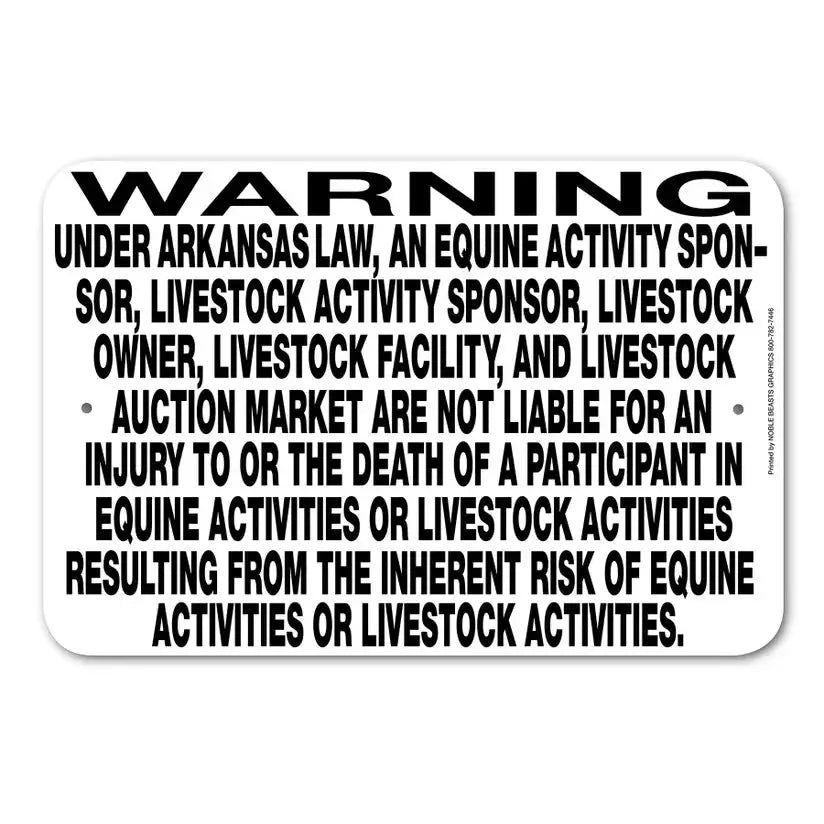 Equine Liability Signs A - G The Epic Animal