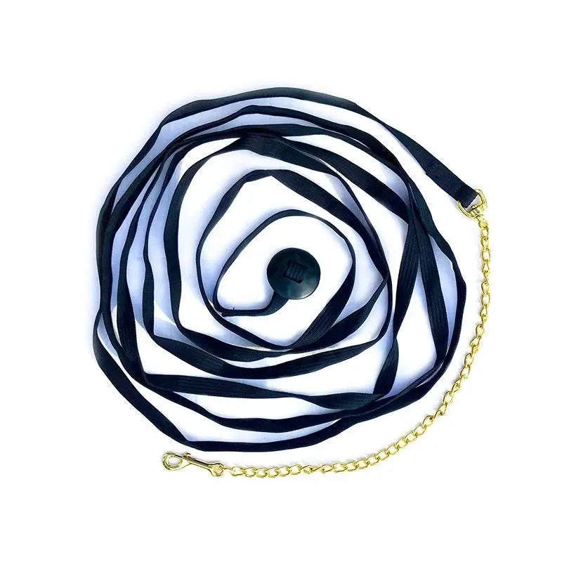 Lunge Line Cotton Webbing 25', 30" Brass Plated Chain, Black #45432 The Epic Animal